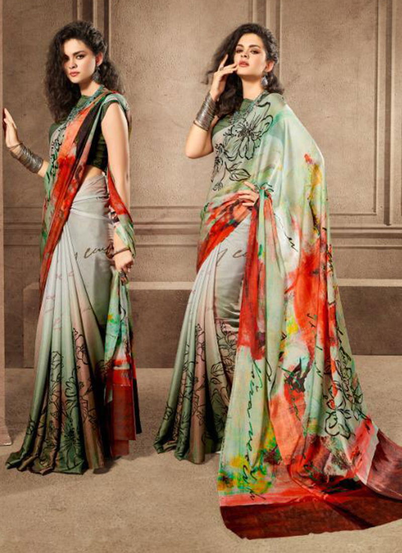 New Satin Designer Digital Printed Sarees Collection